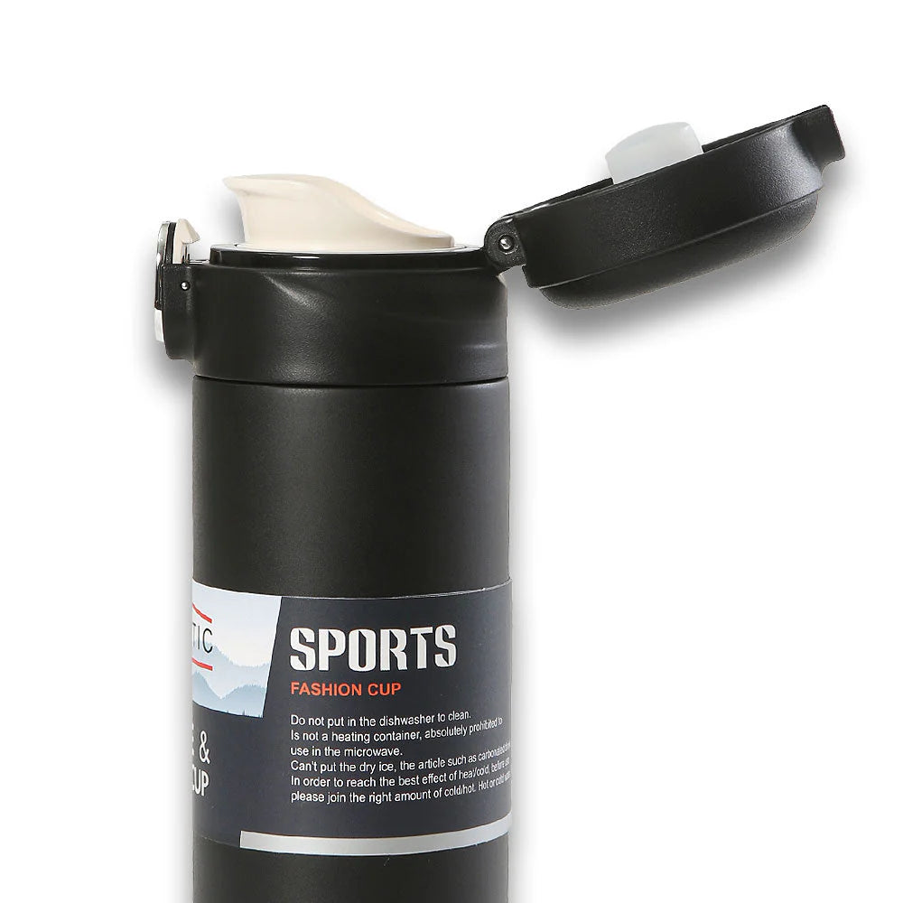 Homeatic Leisure and Sports Vacuum Flask 400ML Black Steel Water Bottle at Zubaidas Official Pakistan
