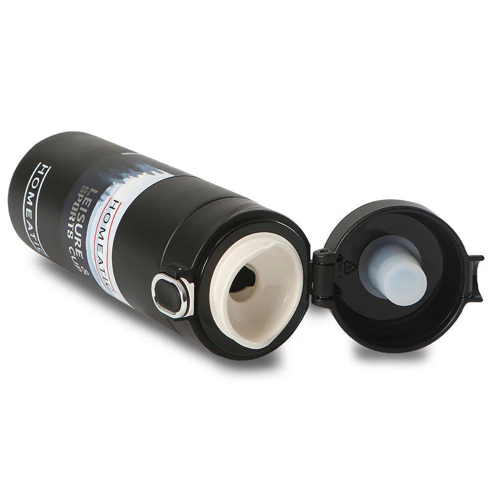 Homeatic Leisure and Sports Vacuum Flask 400ML Black Steel Water Bottle at Zubaidas Online Pakistan