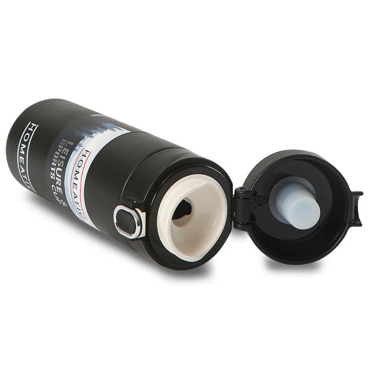 Homeatic Leisure and Sports Vacuum Flask 400ML Black Steel Water Bottle at Zubaidas Online Pakistan