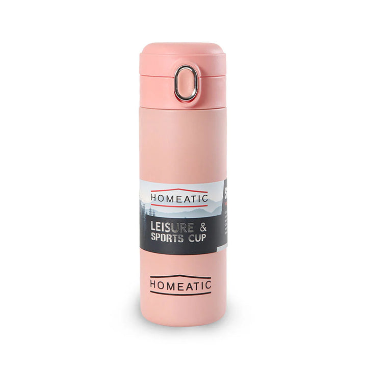 Homeatic Leisure and Sports Vacuum Flask 400ML Pink Steel Water Bottle at Zubaidas