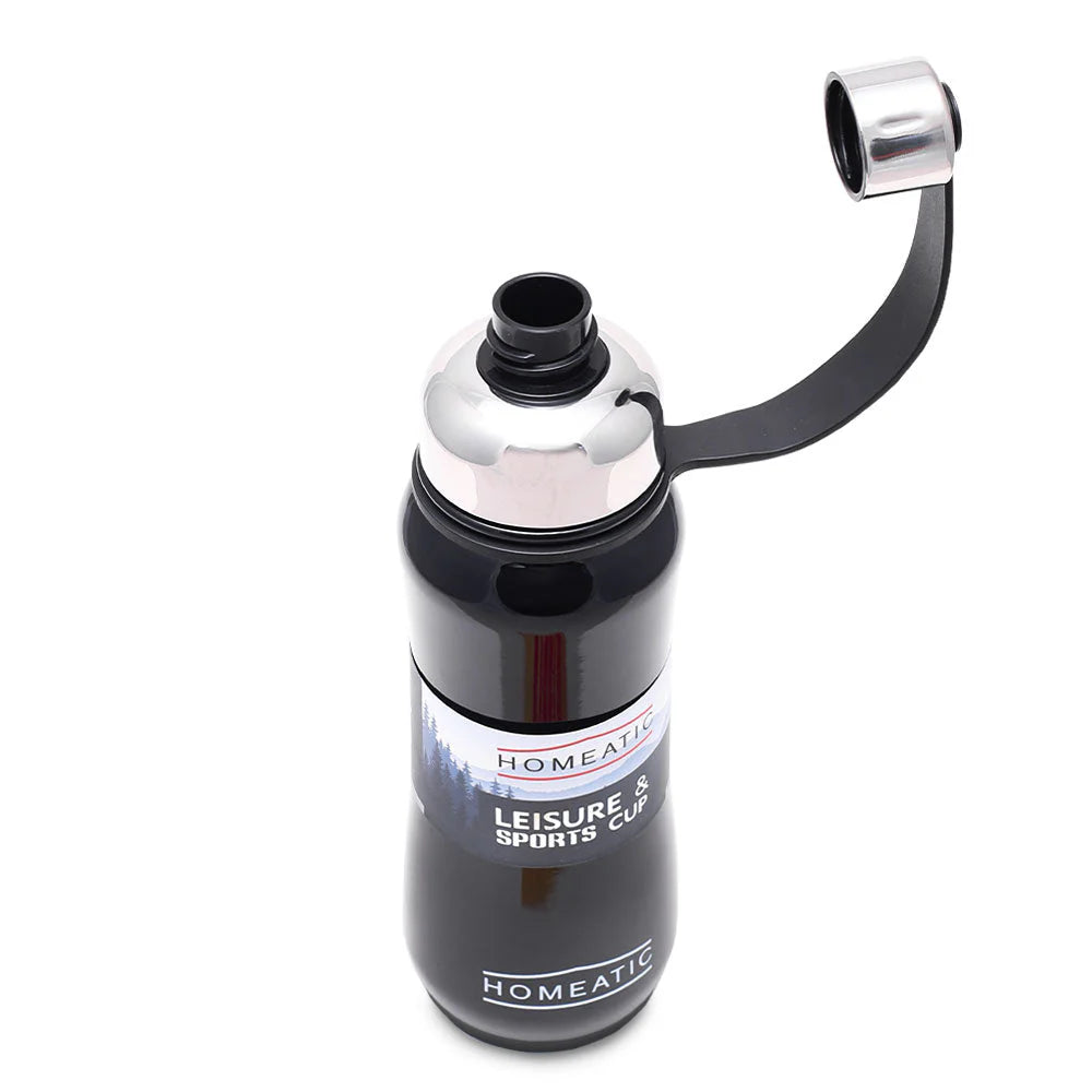 Homeatic Leisure and Sports Vacuum Flask 500ML Black Steel Water Bottle at Zubaidas Official Pakistan