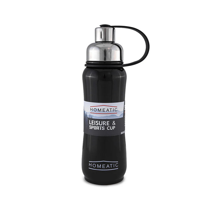 Homeatic Leisure and Sports Vacuum Flask 500ML Black Steel Water Bottle at Zubaidas