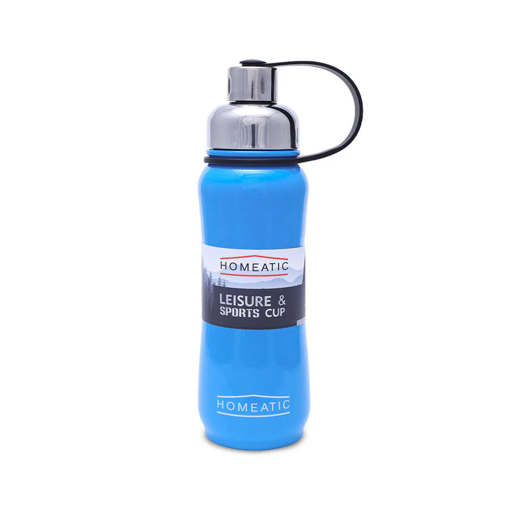 Homeatic Leisure and Sports Vacuum Flask 500ML Blue Steel Water Bottle at Zubaidas