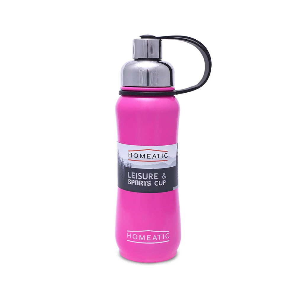 Homeatic Leisure and Sports Vacuum Flask 500ML Pink Steel Water Bottle at Zubaidas