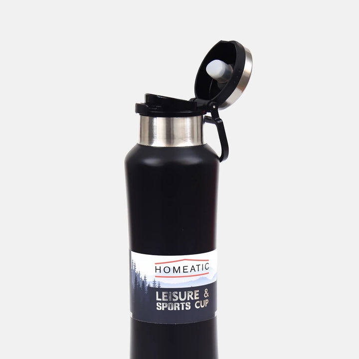 Homeatic Leisure and Sports Vacuum Flask 550ML Black Steel Water Bottle at Zubaidas Official Pakistan