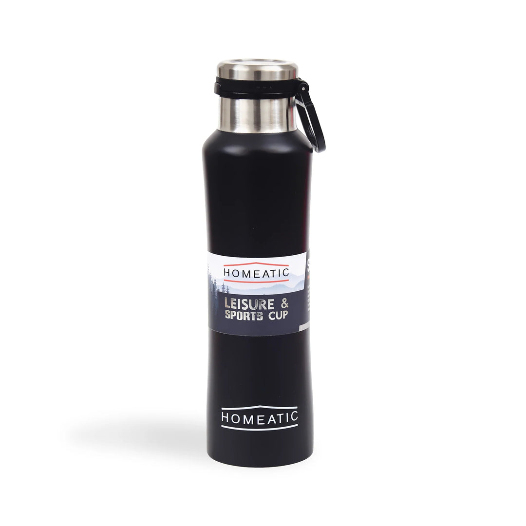 Homeatic Leisure and Sports Vacuum Flask 550ML Black Steel Water Bottle at Zubaidas
