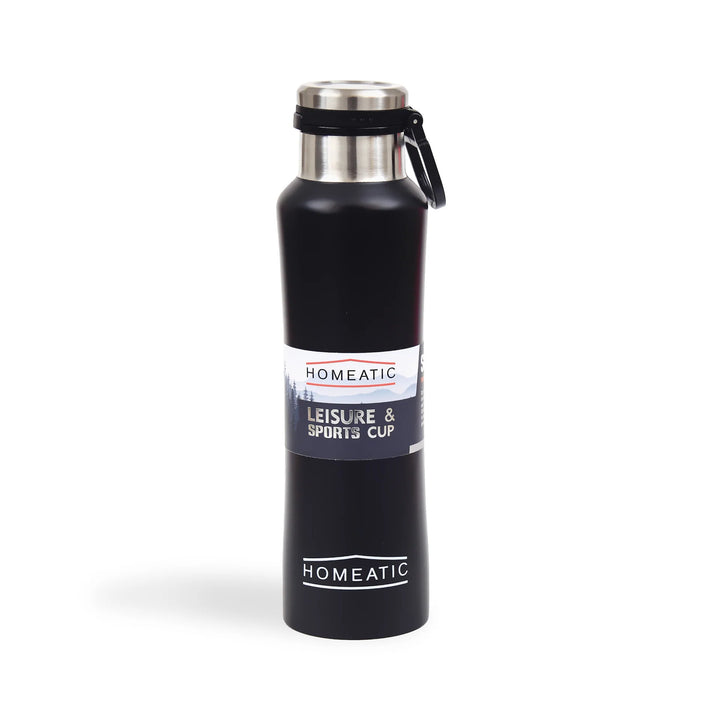 Homeatic Leisure and Sports Vacuum Flask 550ML Black Steel Water Bottle at Zubaidas
