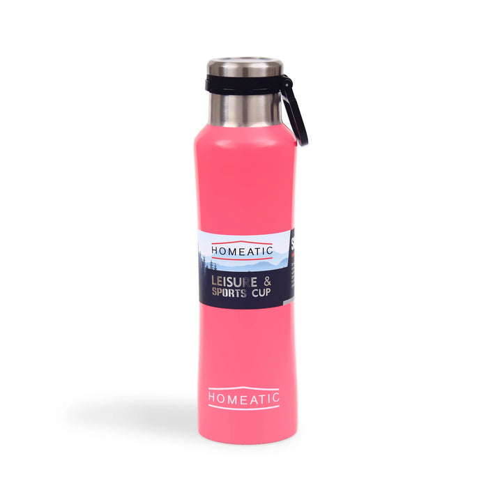 Homeatic Leisure and Sports Vacuum Flask 550ML Pink Steel Water Bottle at Zubaidas