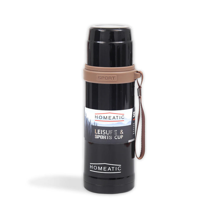 Homeatic Leisure and Sports Vacuum Flask 600ML Black Steel Water Bottle at Zubaidas