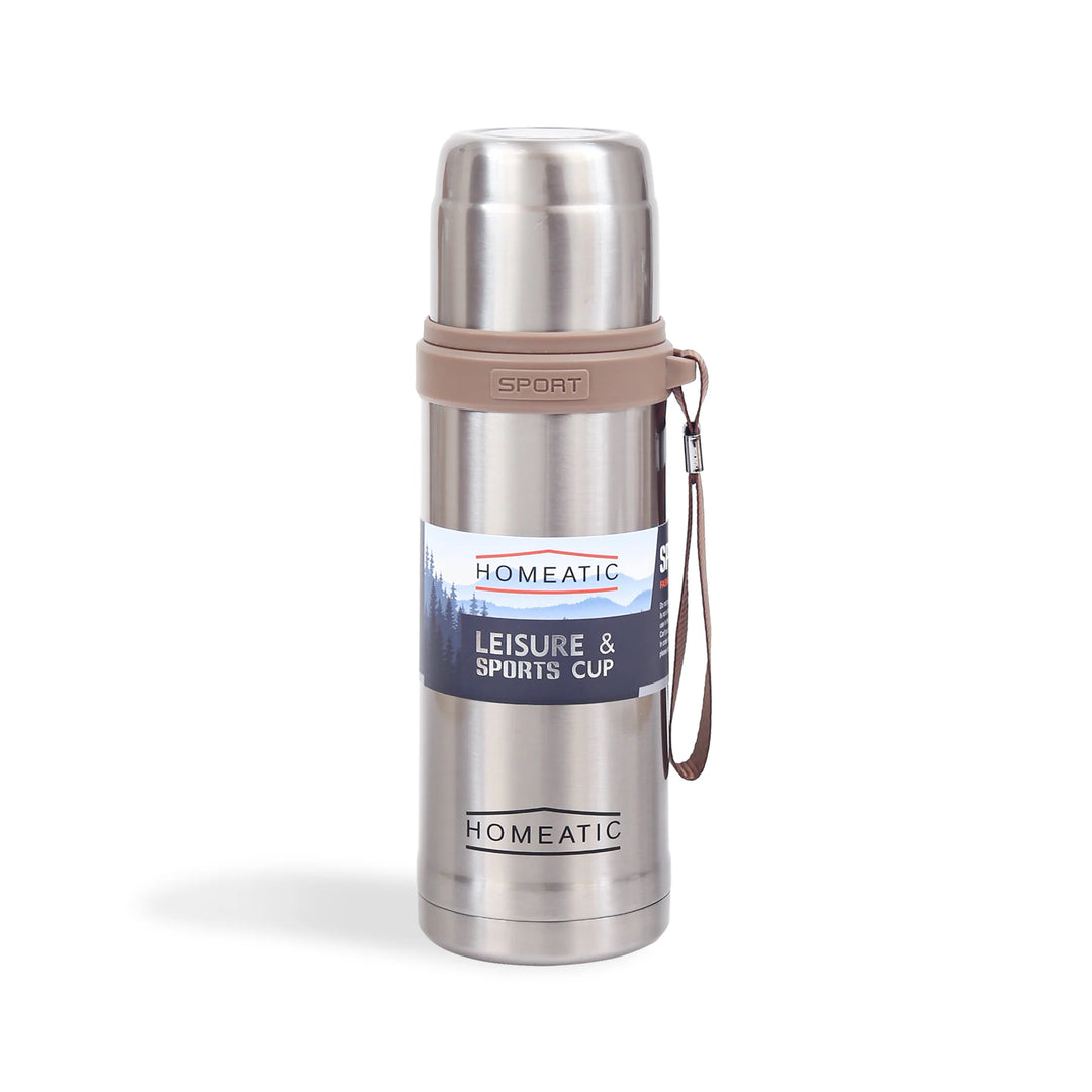 Homeatic Leisure and Sports Vacuum Flask 600ML Silver Steel Water Bottle at Zubaidas