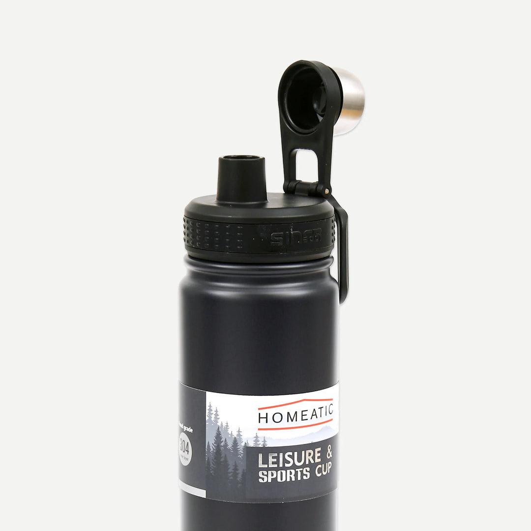 Homeatic Leisure and Sports Vacuum Flask 650ML Black Steel Water Bottle at Zubaidas Official Pakistan