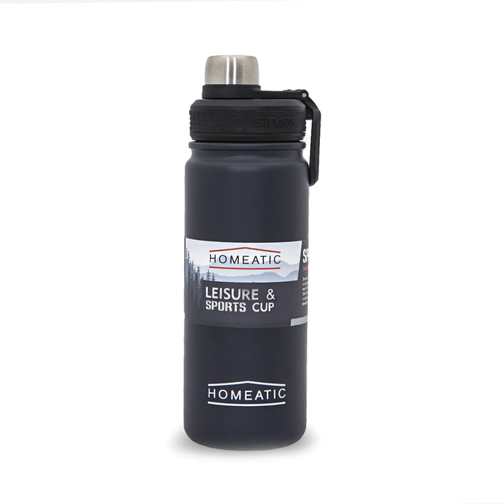 Homeatic Leisure and Sports Vacuum Flask 650ML Black Steel Water Bottle at Zubaidas