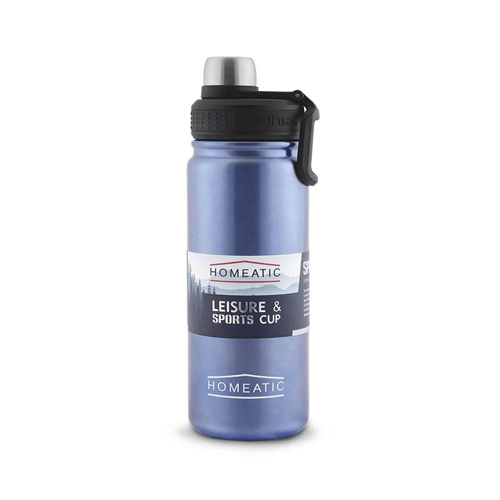 Homeatic Leisure and Sports Vacuum Flask 650ML Blue Steel Water Bottle at Zubaidas