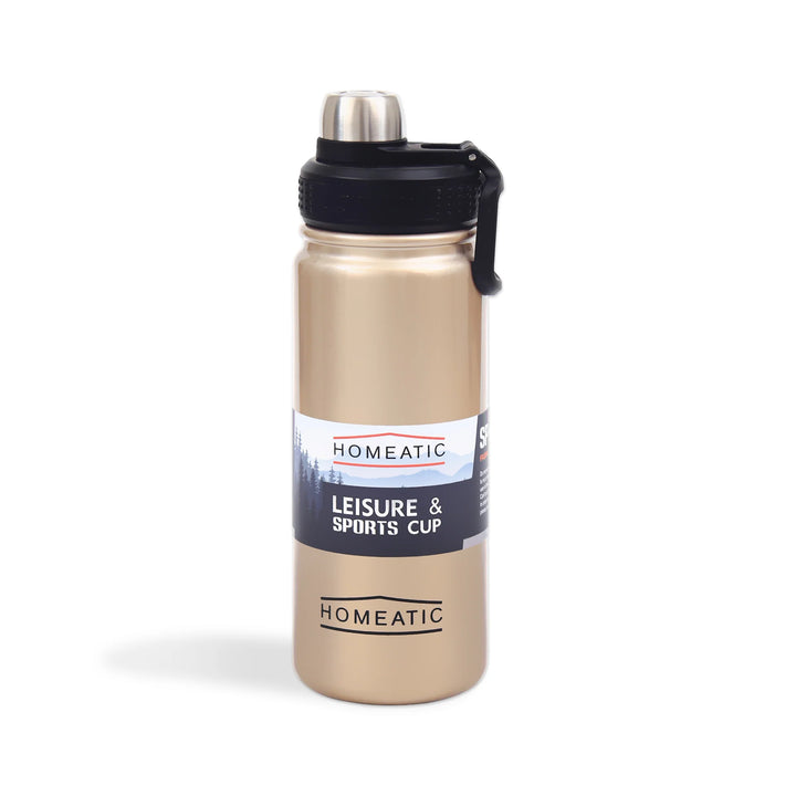 Homeatic Leisure and Sports Vacuum Flask 650ML Golden Steel Water Bottle at Zubaidas