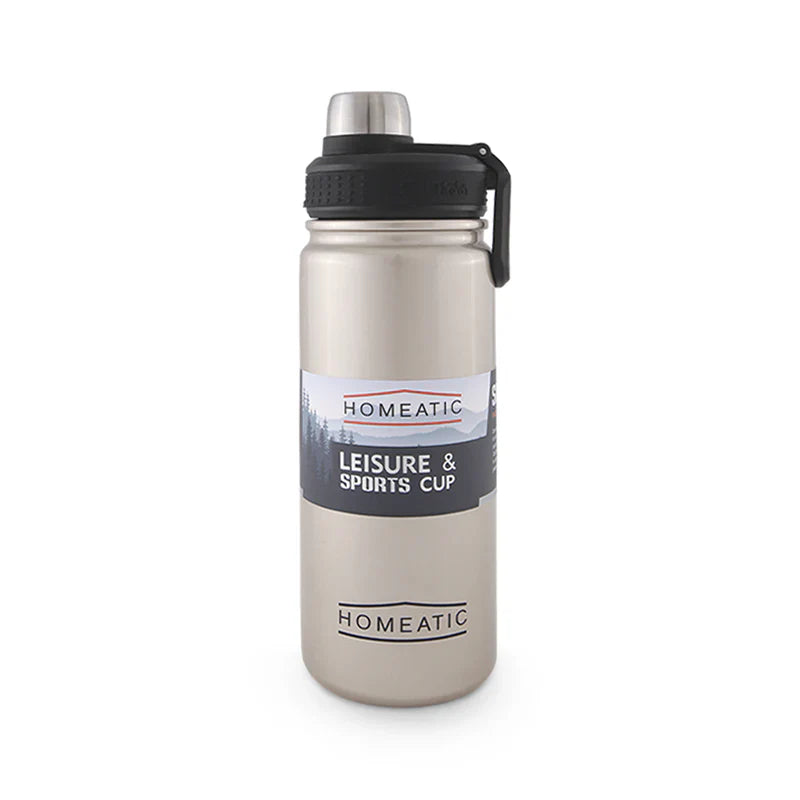Homeatic Leisure and Sports Vacuum Flask 650ML Silver Steel Water Bottle at Zubaidas