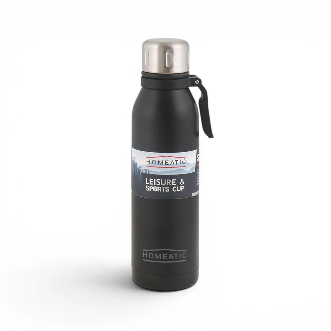 Homeatic Leisure and Sports Vacuum Flask 700ML Black Steel Water Bottle at Zubaidas
