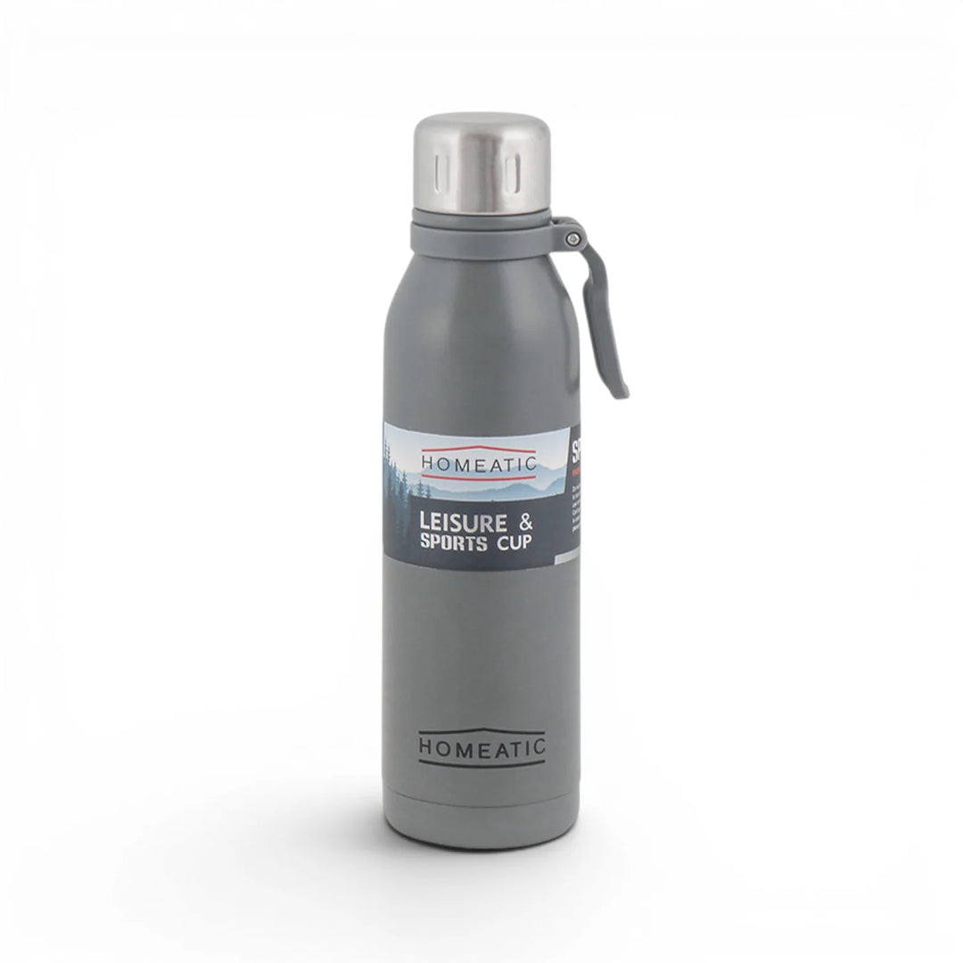 Homeatic Leisure and Sports Vacuum Flask 700ML Grey Steel Water Bottle at Zubaidas