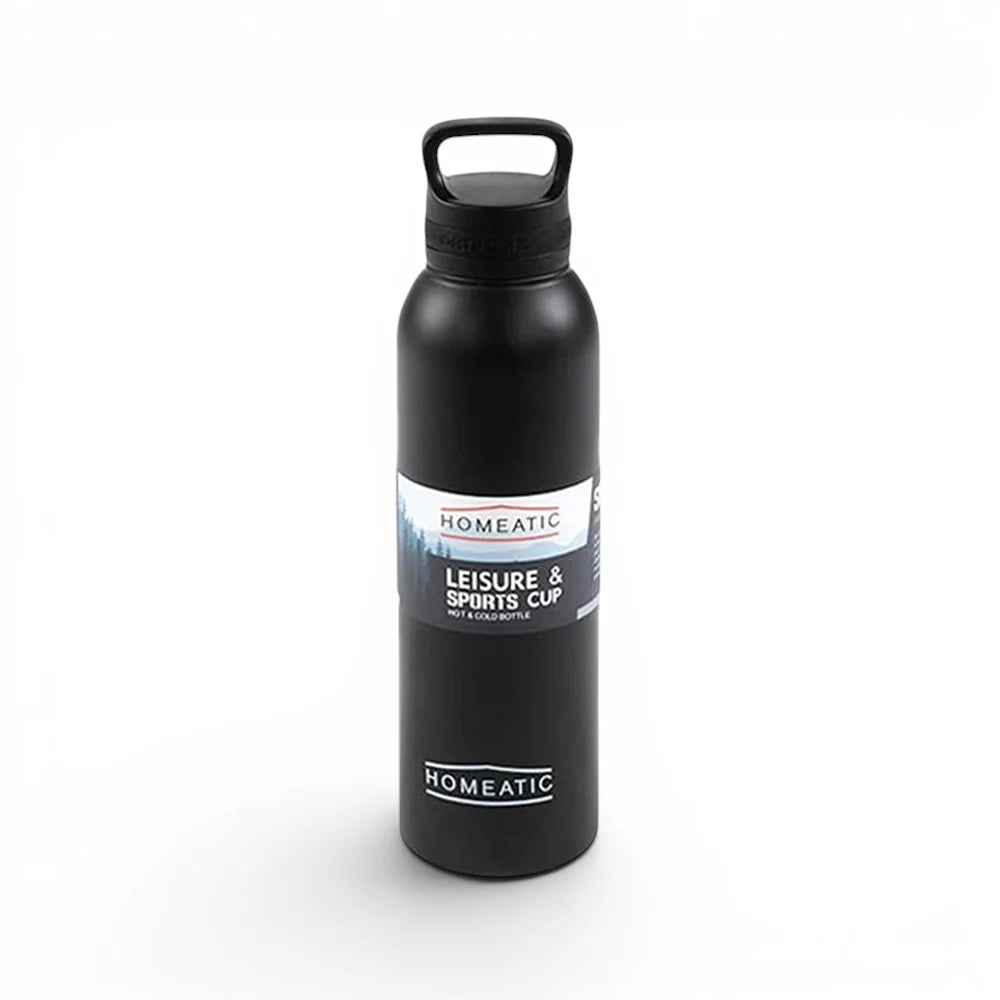 Homeatic Leisure and Sports Vacuum Flask 730ML Black Steel Water Bottle at Zubaidas