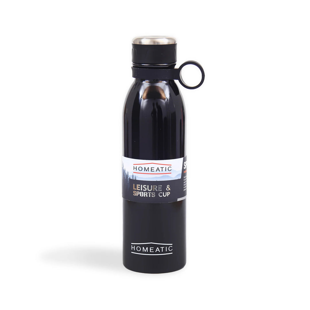 Homeatic Leisure and Sports Vacuum Flask 750ML Black Steel Water Bottle at Zubaidas