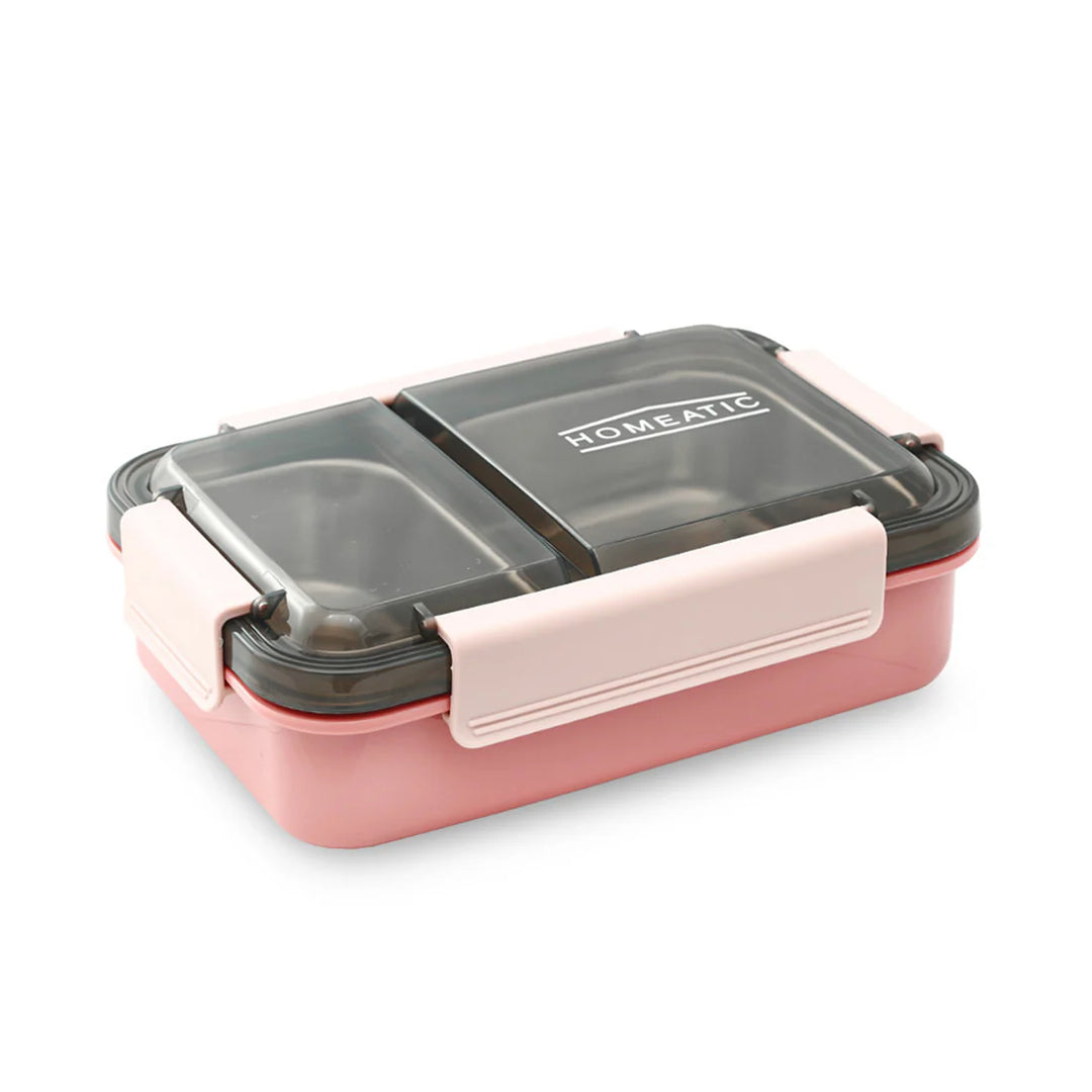 Homeatic Multi Compartment Stainless Steel Pink 750 ml Lunch Box at Zubaidas