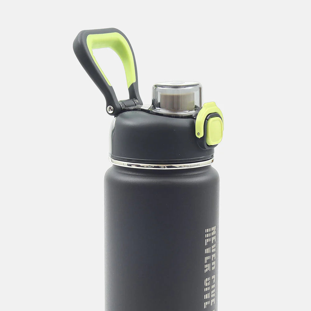 Homeatic Never Give Up Vacuum Flask 750ML Black Steel Water Bottle at Zubaidas Official Pakistan