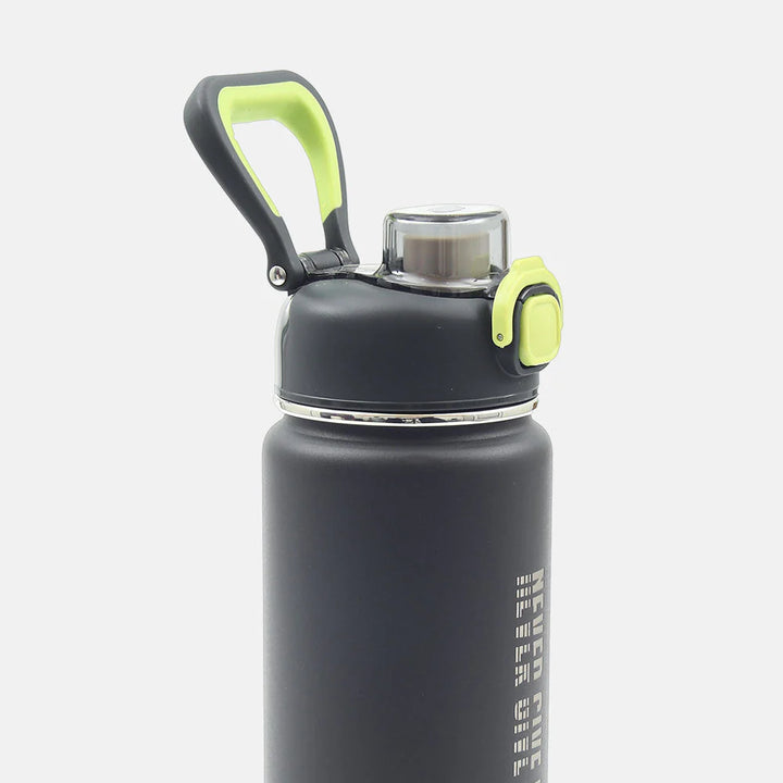 Homeatic Never Give Up Vacuum Flask 750ML Black Steel Water Bottle at Zubaidas Official Pakistan