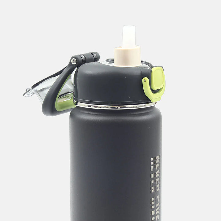 Homeatic Never Give Up Vacuum Flask 750ML Black Steel Water Bottle at Zubaidas Online Pakistan