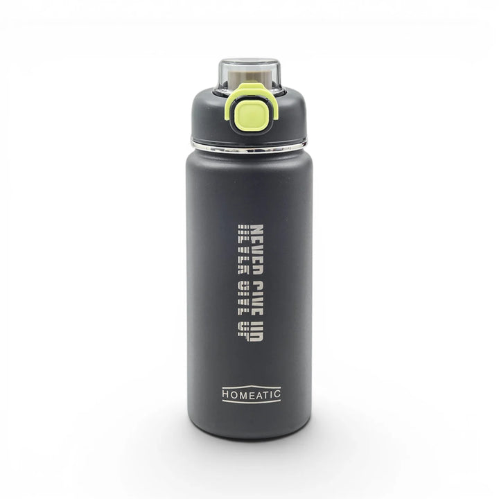 Homeatic Never Give Up Vacuum Flask 750ML Black Steel Water Bottle at Zubaidas