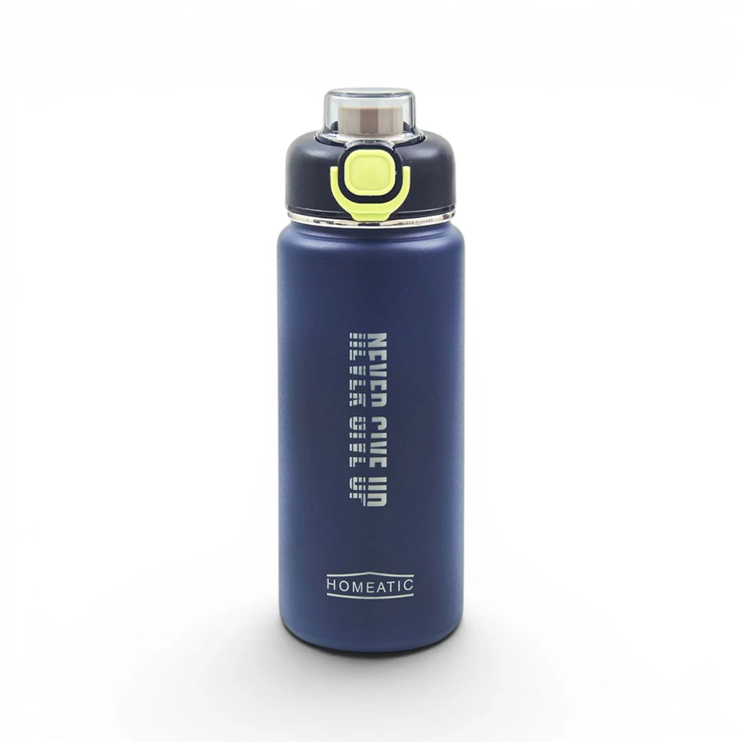 Homeatic Never Give Up Vacuum Flask 750ML Blue Steel Water Bottle at Zubaidas