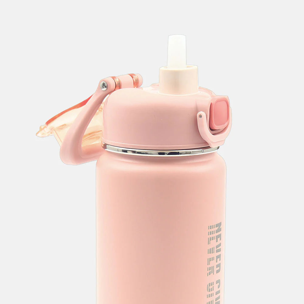 Homeatic Never Give Up Vacuum Flask 750ML Pink Steel Water Bottle at Zubaidas Official Pakistan