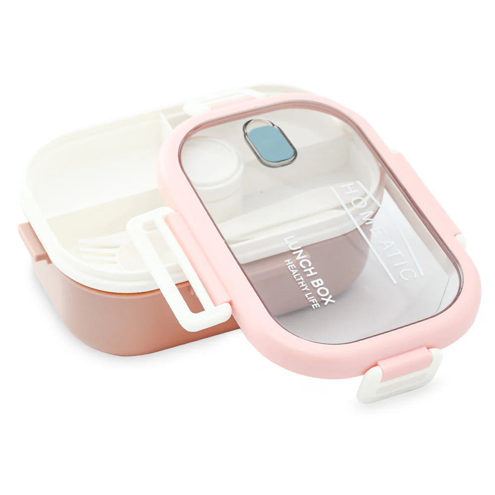 Homeatic Plastic Pink 1100 ML Lunch Box with Cutlery at Zubaidas Online Pakistan