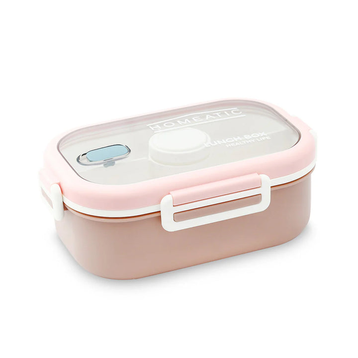 Homeatic Plastic Pink 1100 ML Lunch Box with Cutlery at Zubaidas