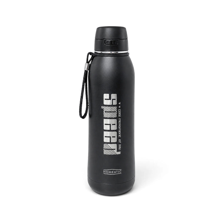 Homeatic Speed Vacuum Flask 800ML Black Steel Water Bottle at Zubaidas