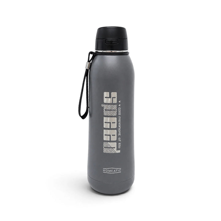 Homeatic Speed Vacuum Flask 800ML Grey Steel Water Bottle at Zubaidas