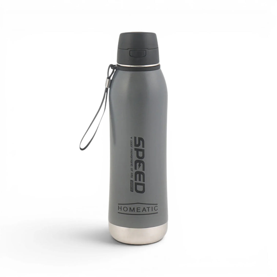 Homeatic Speed Vacuum Flask 800ML Grey Steel Water Bottle at Zubaidas