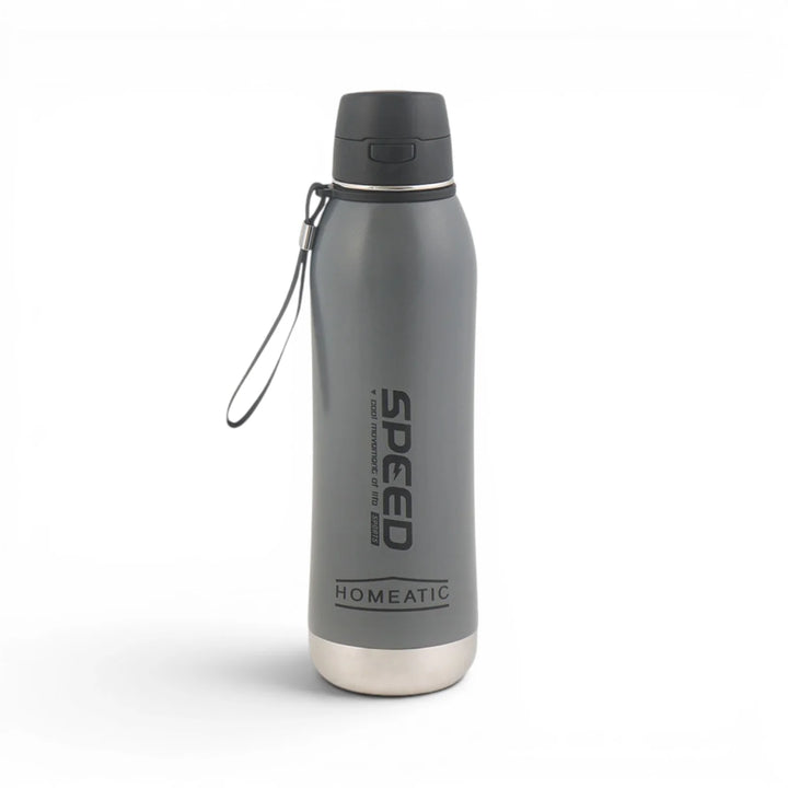 Homeatic Speed Vacuum Flask 800ML Grey Steel Water Bottle at Zubaidas