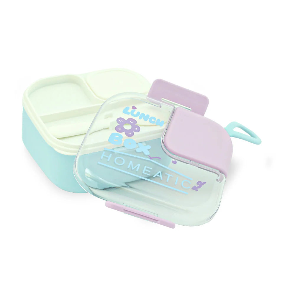 Homeatic Square Bento Plastic Blue 750 ML Lunch Box with Cutlery at Zubaidas Official Pakistan