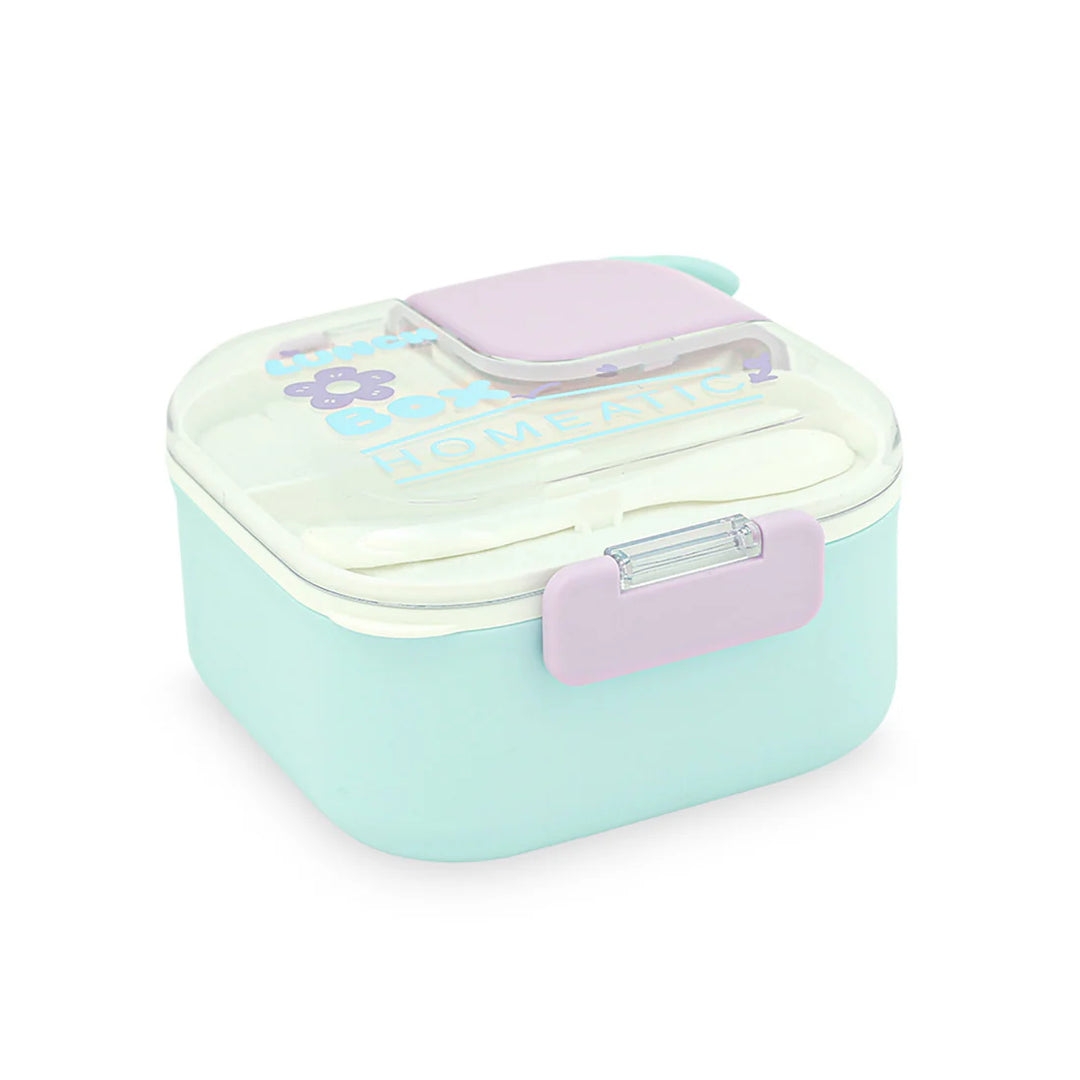 Homeatic Square Bento Plastic Blue 750 ML Lunch Box with Cutlery at Zubaidas