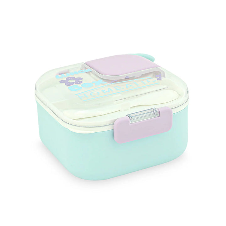 Homeatic Square Bento Plastic Blue 750 ML Lunch Box with Cutlery at Zubaidas