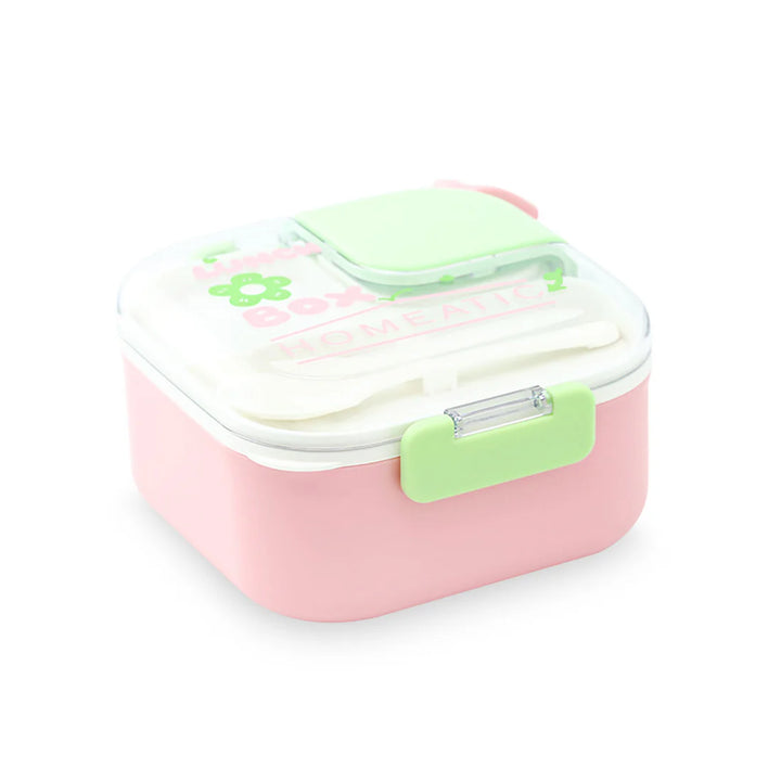 Homeatic Square Bento Plastic Pink 750 ML Lunch Box with Cutlery at Zubaidas
