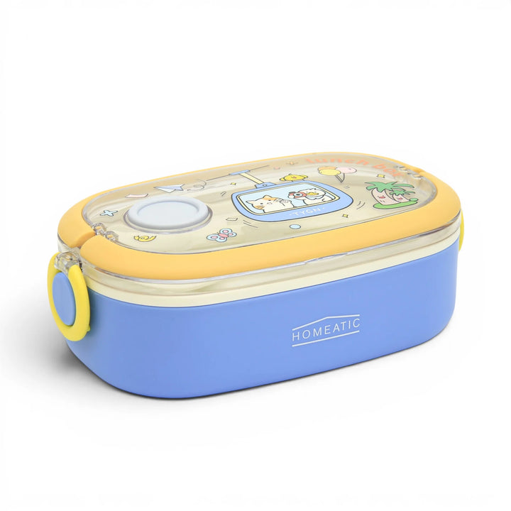 Homeatic Tempting Surprise Stainless Steel Blue 750 ML Lunch Box with Cutlery at Zubaidas