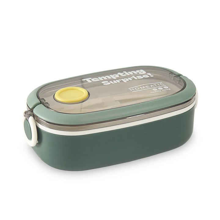 Homeatic Tempting Surprise Stainless Steel Green 750 ML Lunch Box with Cutlery at Zubaidas