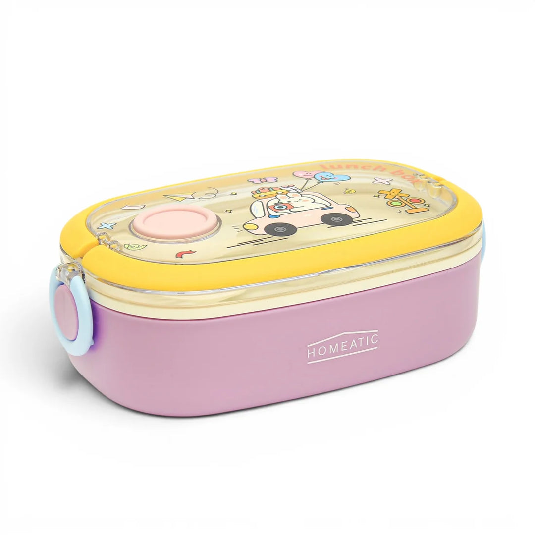 Homeatic Tempting Surprise Stainless Steel Pink 750 ML Lunch Box with Cutlery at Zubaidas