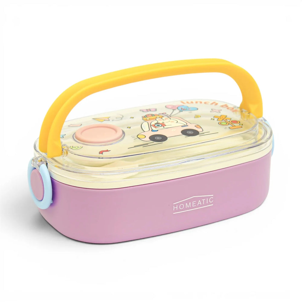 Homeatic Tempting Surprise Stainless Steel Pink 750 ML Lunch Box with Cutlery at Zubaidas Official Pakistan