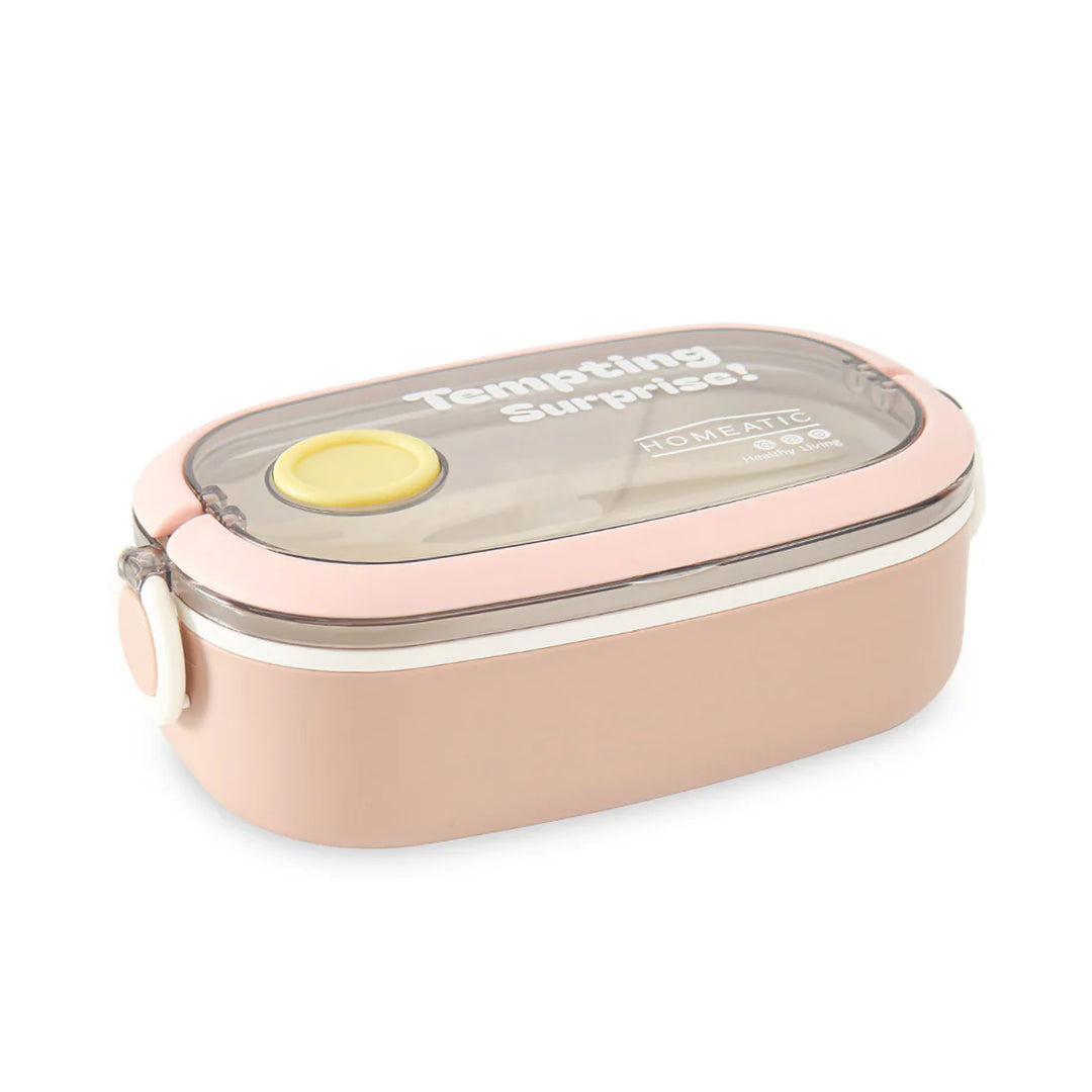 Homeatic Tempting Surprise Stainless Steel Pink 750 ML Lunch Box with Cutlery at Zubaidas
