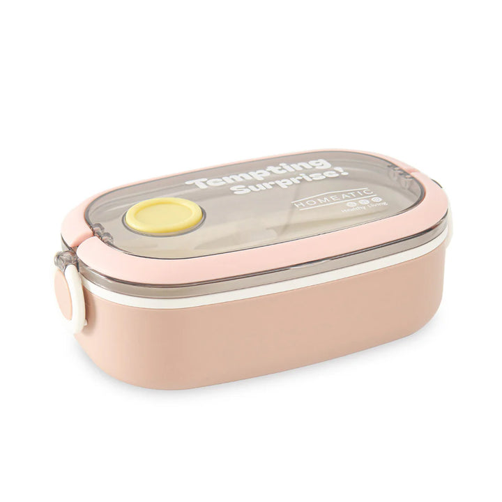 Homeatic Tempting Surprise Stainless Steel Pink 750 ML Lunch Box with Cutlery at Zubaidas