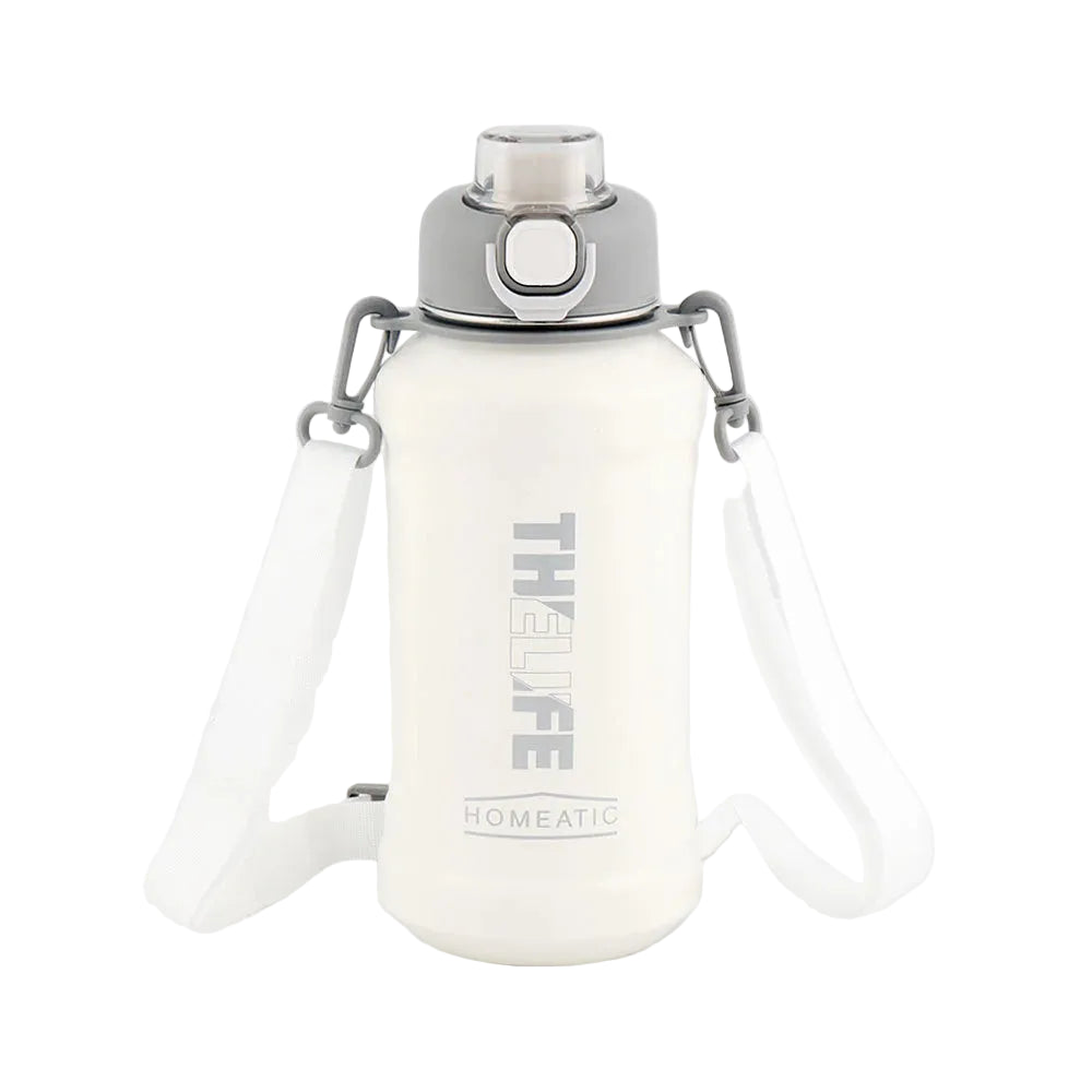 Homeatic The Life Vacuum Flask 1000ML White Steel Water Bottle at Zubaidas