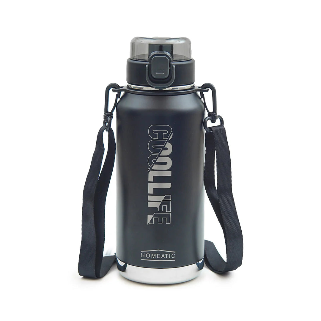 Homeatic Vacuum Flask 1100ML Black Steel Water Bottle at Zubaidas