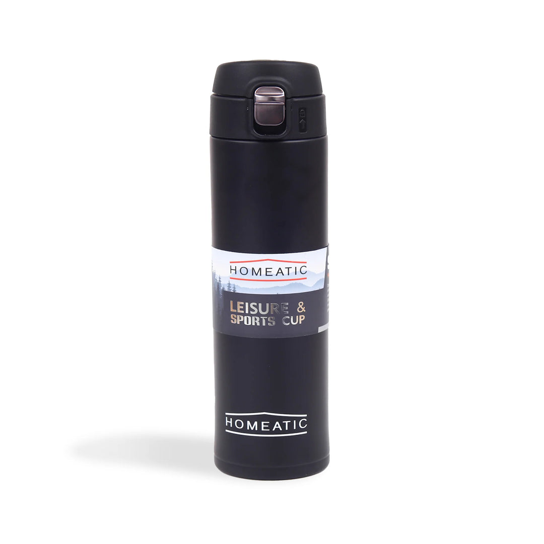 Homeatic Vacuum Flask 500ML Black Steel Water Bottle at Zubaidas