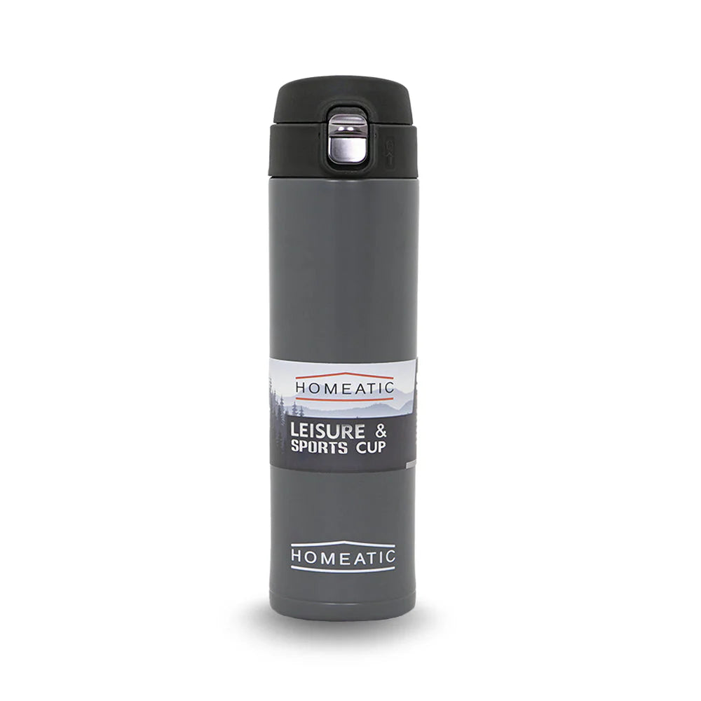Homeatic Vacuum Flask 500ML Grey Steel Water Bottle at Zubaidas